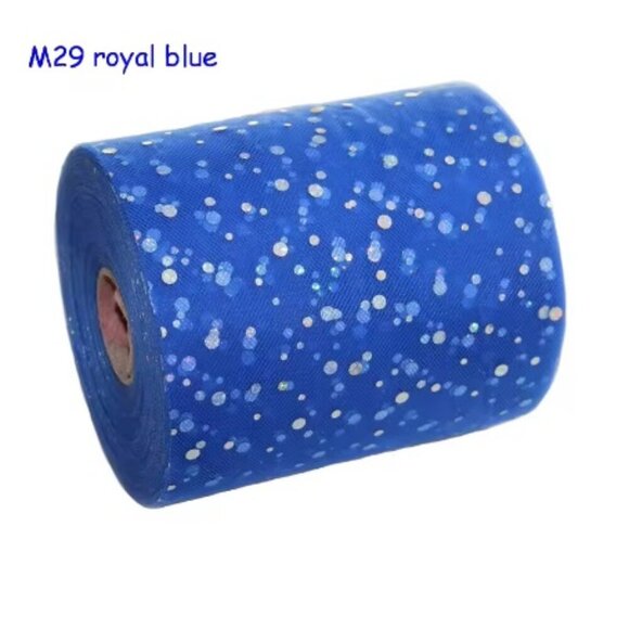 Sequin Dot Tulle - 6" x 100 FT - ROYAL - Picture 1 of 1